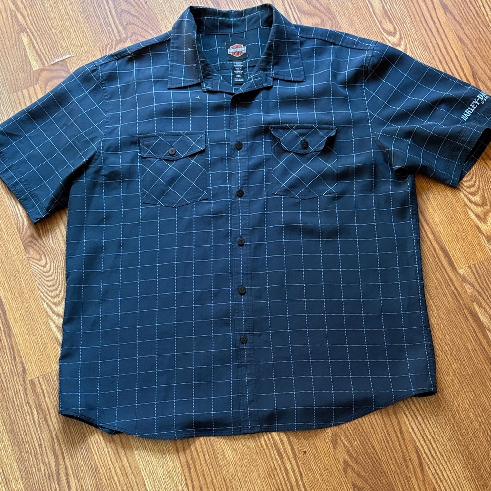 Harley-Davidson Navy Plaid Short Sleeve Shirt